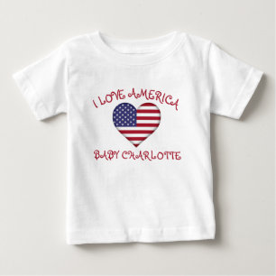 T-shirt Pour Bébé I Love America Coeur Drapeau Pour Bébé