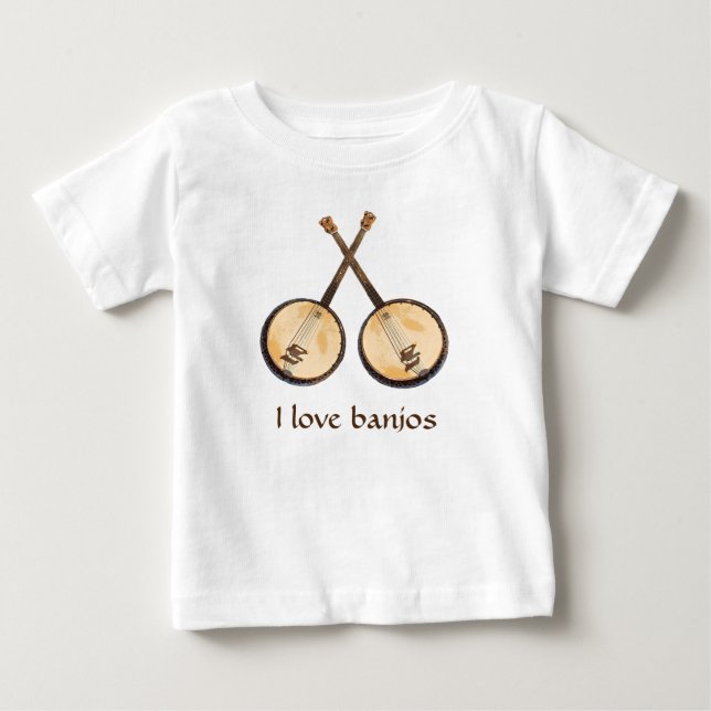 T-shirt Pour Bébé I Love Banjo Music Instruments (Devant)