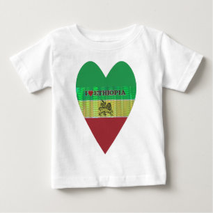 T-shirt Pour Bébé I Love Heart Ethiopie : Drapeau Art Motif