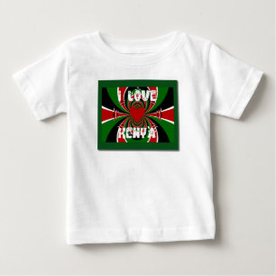 T-shirt Pour Bébé I Love Heart Kenya : Dynamic Flag Art