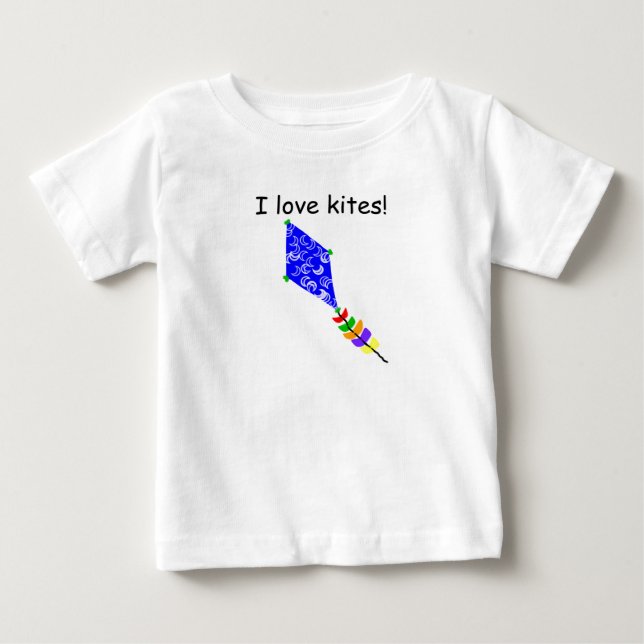 T-shirt Pour Bébé I Love Kites Bleu Kite Blanc Crescent Lunes (Devant)