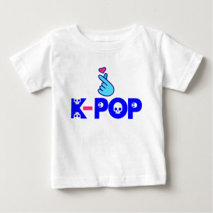 T-shirt Pour Bébé I Love KPop Coréen adorable doigt de coeur