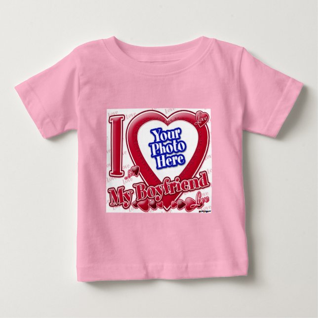 T-shirt Pour Bébé I Love My Boyfriend coeur rouge - photo (Devant)