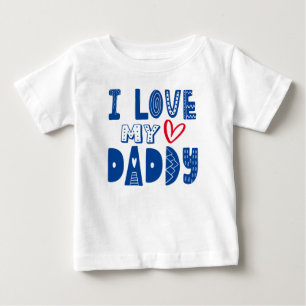 T-shirt Pour Bébé I Love My Daddy Heart Blue Typographie