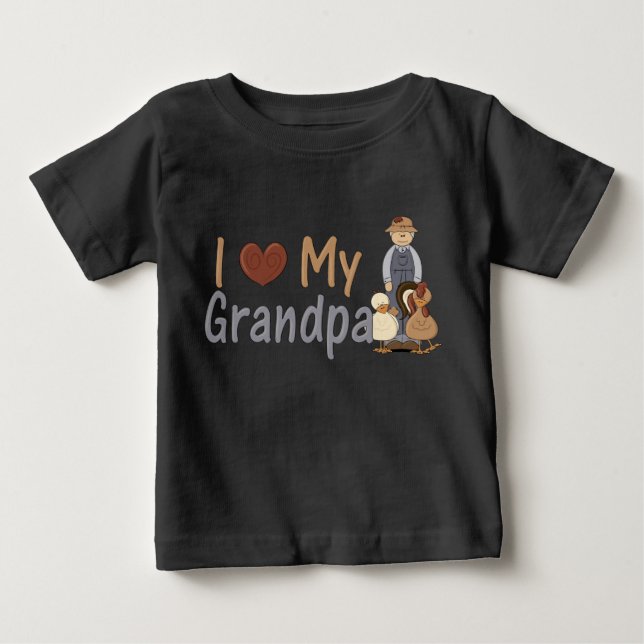 T-shirt Pour Bébé I Love My Grandpa (agriculteur) Creeper bébé (Devant)