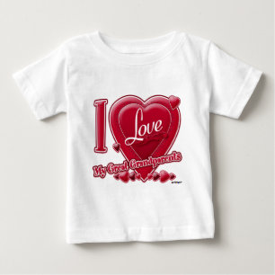 T-shirt Pour Bébé I Love My Great Grand-parents rouge - coeur