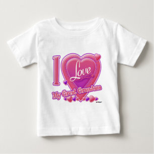 T-shirt Pour Bébé I Love My Great Grandma rose/violet - coeur