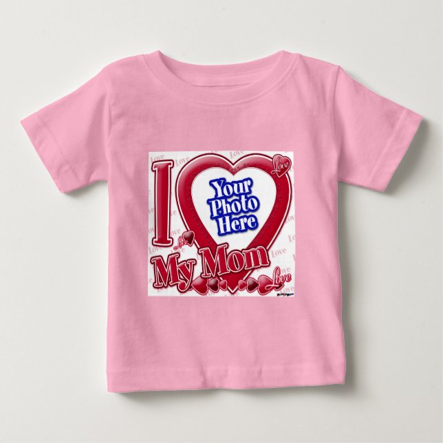T-shirt Pour Bébé I Love My Mom coeur rouge - photo (Devant)