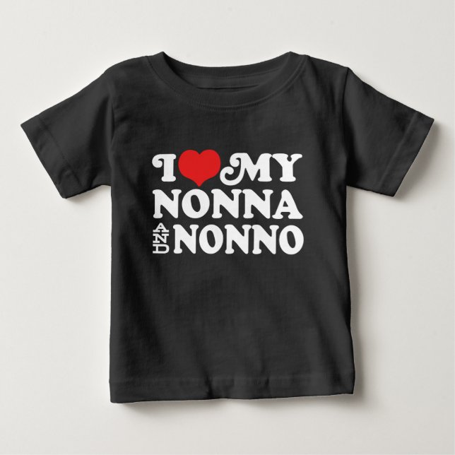 T-shirt Pour Bébé I Love My Nonna and Nonno (Devant)