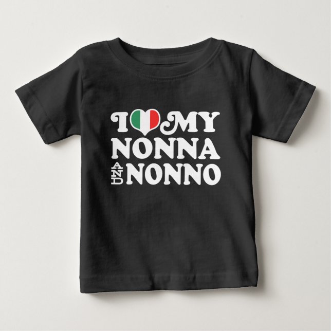 T-shirt Pour Bébé I Love My Nonna and Nonno (Devant)