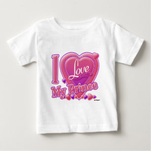 T-shirt Pour Bébé I Love My Prince rose/violet - coeur