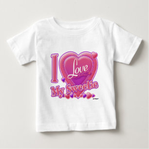 T-shirt Pour Bébé I Love My Sweetie rose/violet - coeur