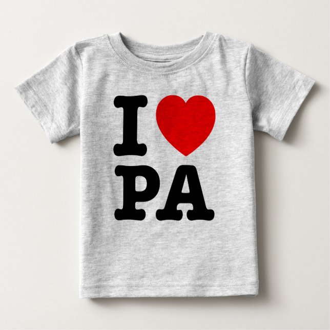 T-shirt Pour Bébé I LOVE PA Pennsylvanie (Devant)
