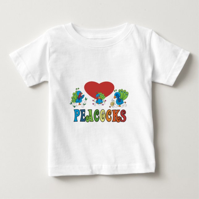 T-shirt Pour Bébé I Love Peacocks (Devant)