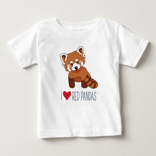 T-shirt Pour Bébé I Love Red Pandas - Panda rouge caricature (Devant)