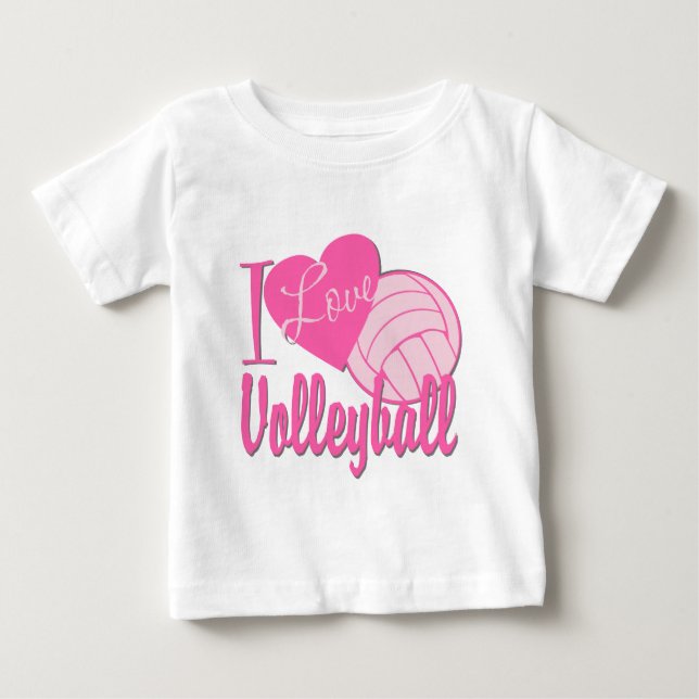 T-shirt Pour Bébé I Love Volleyball rose (Devant)
