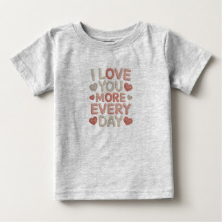 T-shirt Pour Bébé "I Love You More Every Day" Knitted Text & Crochet