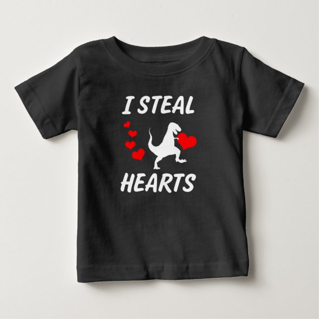 T-shirt Pour Bébé I Steal Hearts drôles garçons Dinosaur Saint Valen (Devant)