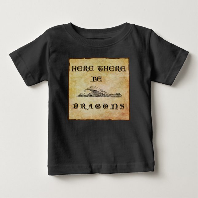 T-shirt Pour Bébé Ici Il Y A Des Dragons (Devant)