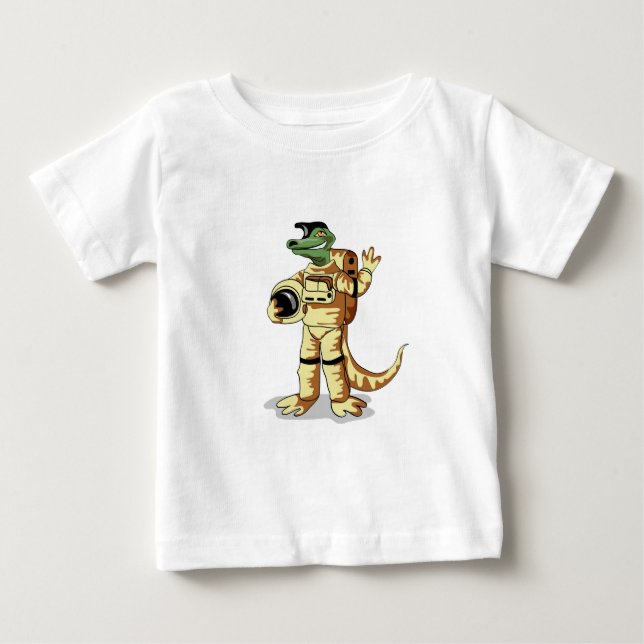 T-shirt Pour Bébé Iguanodon Habillé Dans Un Spacesuit Cosmonaute. (Devant)