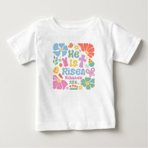 T-shirt Pour Bébé "Il Est Ressuscité" Matthieu 28:6 Pâques Florales 