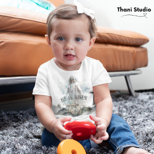 T-shirt Pour Bébé Il est ressuscité Religieux Pâques Croix Chrétienn