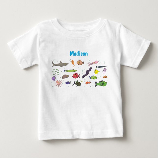 T-shirt Pour Bébé Illustration amusante de créatures marines (Devant)