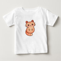 Illustration de chat Kawaii Cute Orange