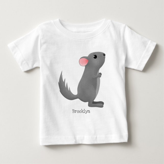 T-shirt Pour Bébé Illustration de chinchilla gris mignon (Devant)