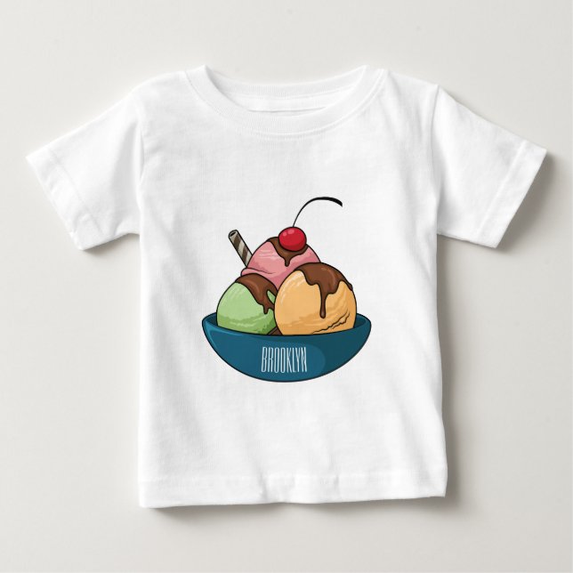 T-shirt Pour Bébé Illustration de crème glacée (Devant)