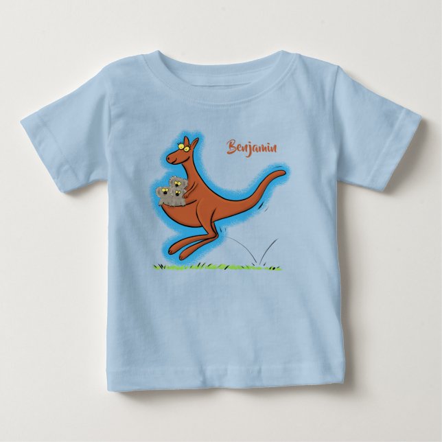 T-shirt Pour Bébé Illustration de dessin animé Cute kangaroo et koal (Devant)