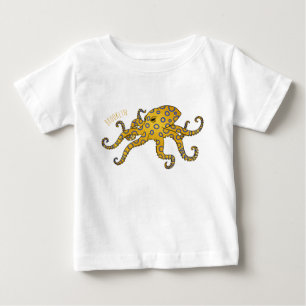 T-shirt Pour Bébé Illustration de dessin animé de poulpe à anneaux b