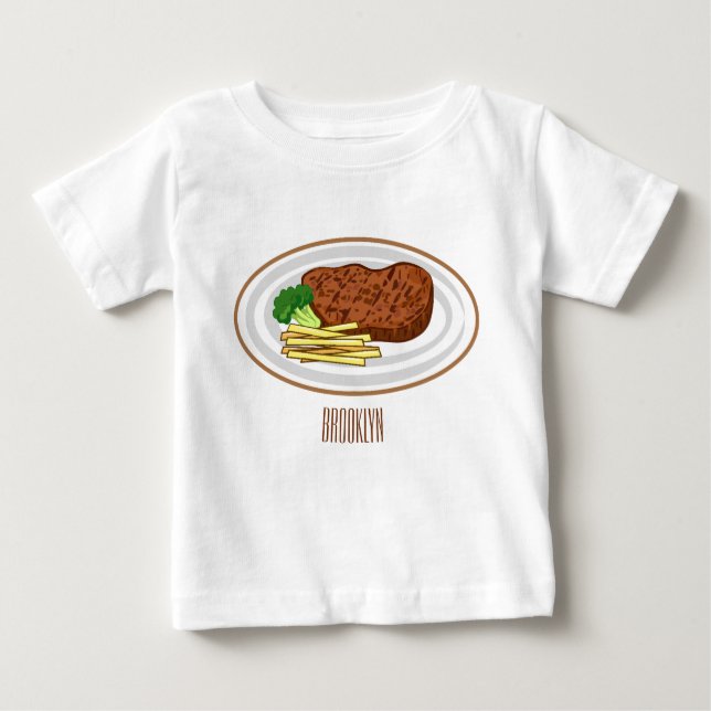 T-shirt Pour Bébé Illustration de dessin de steak (Devant)