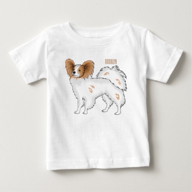 T-shirt Pour Bébé Illustration de dessin pour chien de Papillon (Devant)