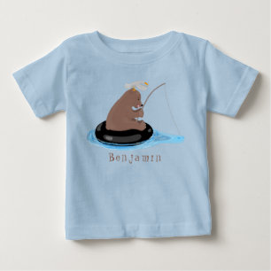 T-shirt Pour Bébé Illustration de la pêche de l'ourson mou