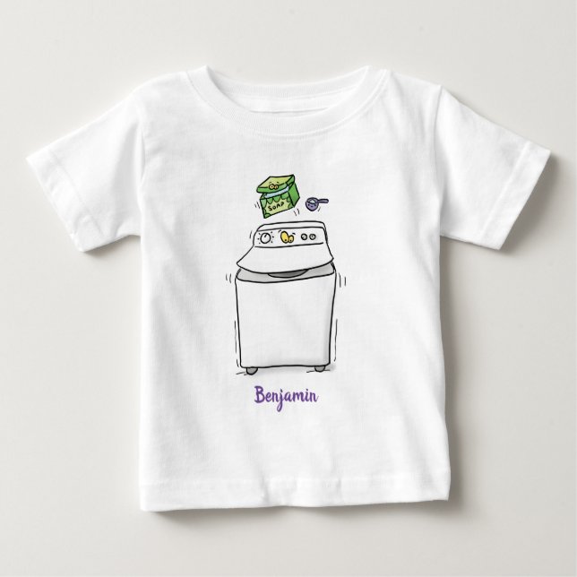 T-shirt Pour Bébé Illustration de lave-linge mignonne (Devant)