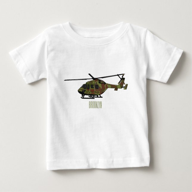 T-shirt Pour Bébé Illustration de l'hélicoptère de l'armée (Devant)