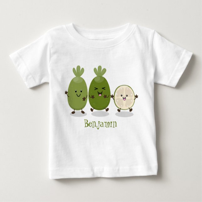 T-shirt Pour Bébé Illustration de mignonne guava feijoa (Devant)