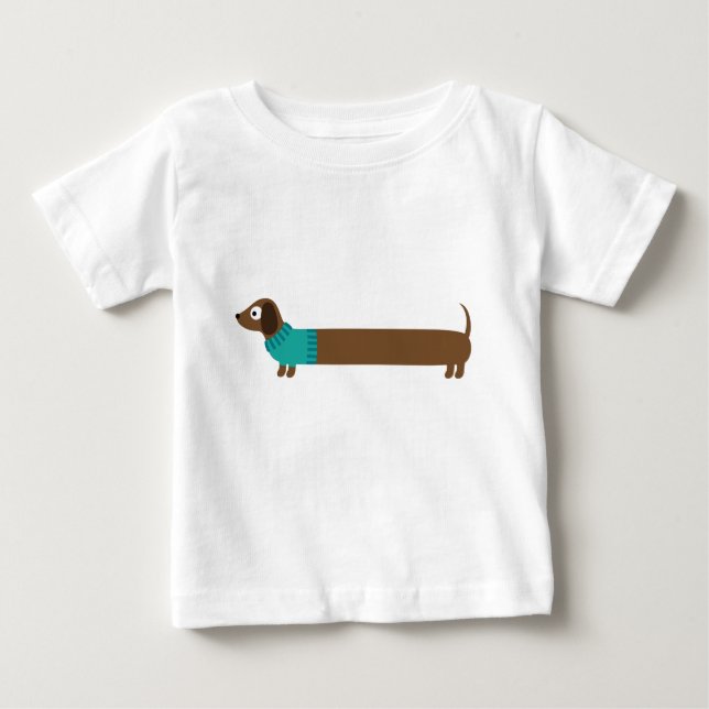 T-shirt Pour Bébé Illustration de mignonne long Dachshund (Devant)