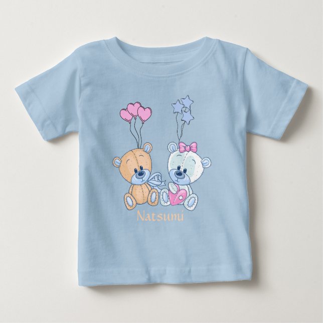 T-shirt Pour Bébé Illustration de mignons Nounours et ballons (Devant)