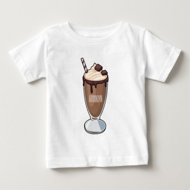 T-shirt Pour Bébé Illustration de milk-shake au chocolat (Devant)