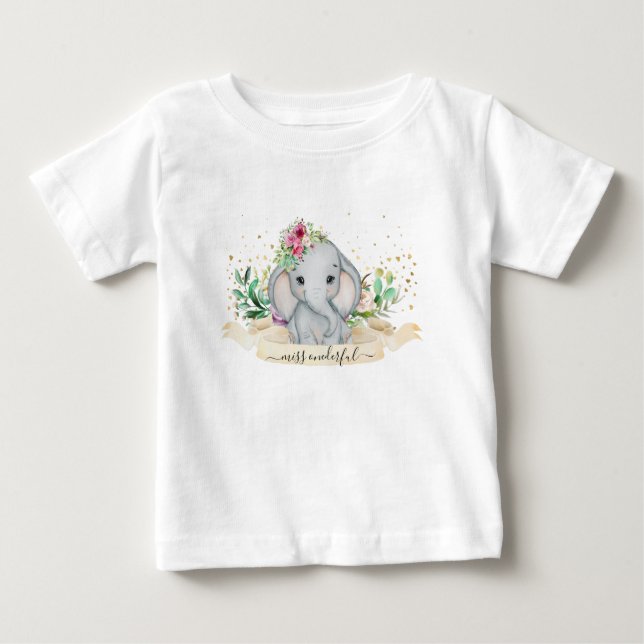 T-shirt Pour Bébé Illustration de Miss Onederful Baby Elephant -  (Devant)