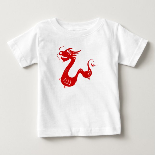 T-SHIRT POUR BÉBÉ ILLUSTRATION DE PAPERCUT CHINOIS ZODIAC DRAGON (Devant)