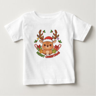 T-shirt Pour Bébé Illustration de rennes de Noël mignons