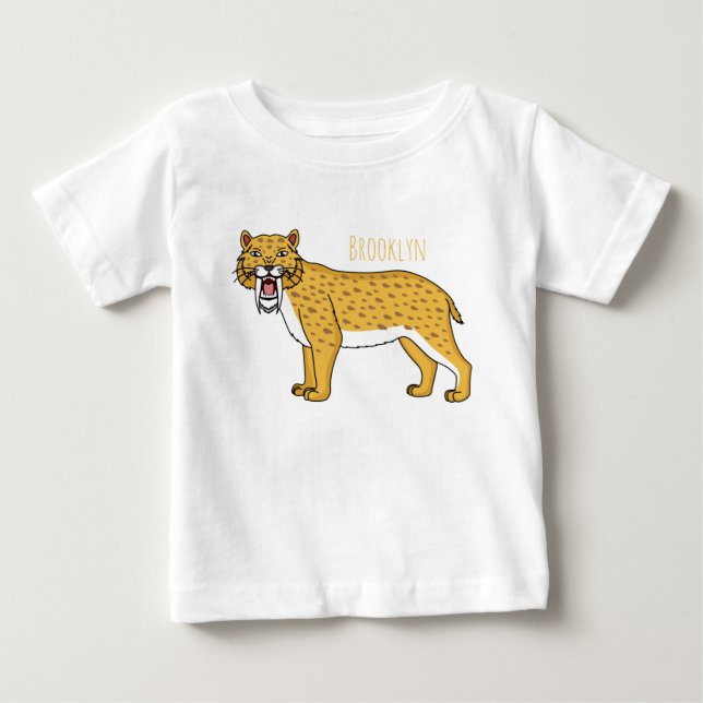 T-shirt Pour Bébé Illustration de tigre à dents de sabre (Devant)