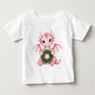 T-shirt Pour Bébé Illustration de vacances de bébé dragon tenant une
