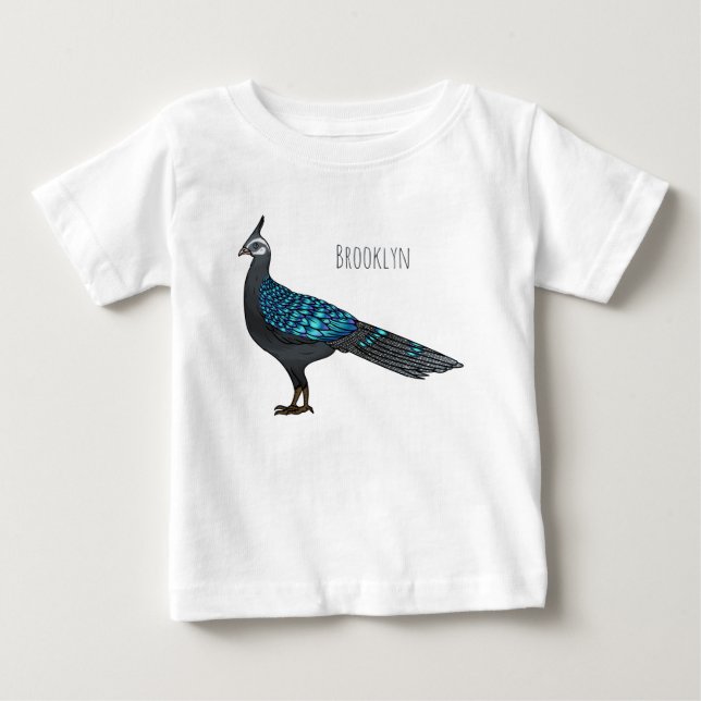 T-shirt Pour Bébé Illustration d'oiseau de faisan paon de Palawan (Devant)