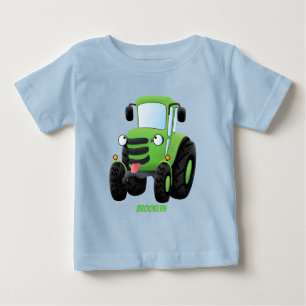 T-shirt Pour Bébé Illustration du joli joyeux tracteur agricole vert