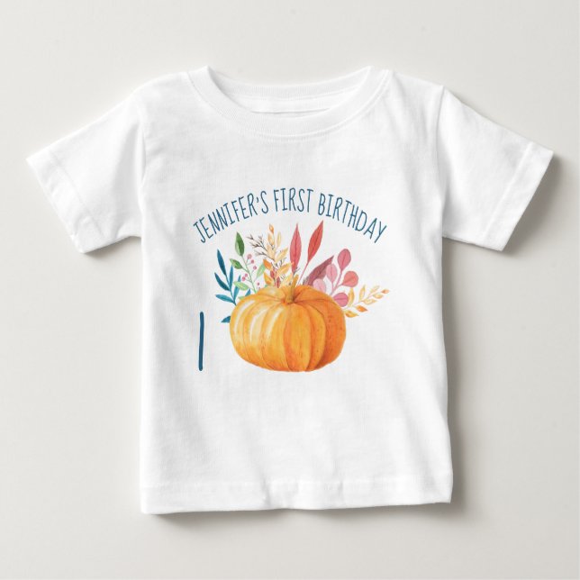T-shirt Pour Bébé Illustration du premier Citrouille orange (Devant)