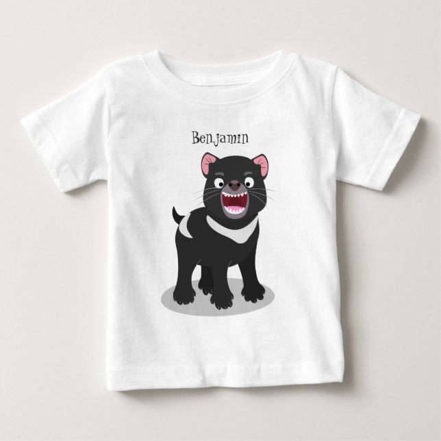 T-shirt Pour Bébé Illustration d'un diable de Tasmanie affamé (Devant)